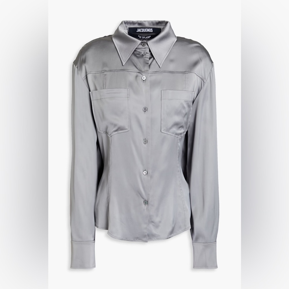 Jacquemus La Chemise Mentalo open-back satin-twill shirt Grey 38 NWT